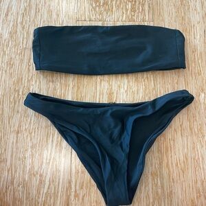 Black Strapless Bikini Set